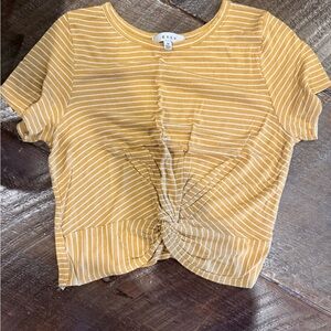 Gaze Yellow Striped Twist Crop Top